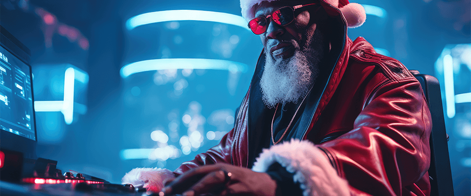 Santa on DJ decks